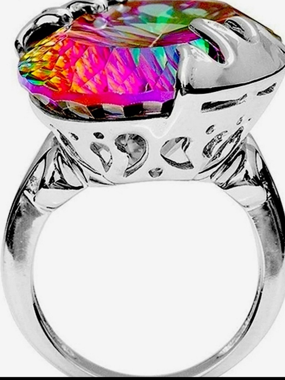 Womens silver Ring Mystic Topaz Oval Solitaire Nwt